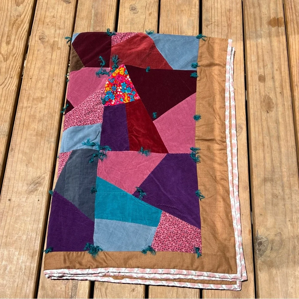 Hand crafted corduroy/velvet patchwork quilt